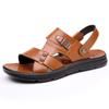 Sandals Men's 2025 New Leather Casual Platform Beach Shoes Men's Summer Wear Dad Dual-purpose Cool Slippers Men