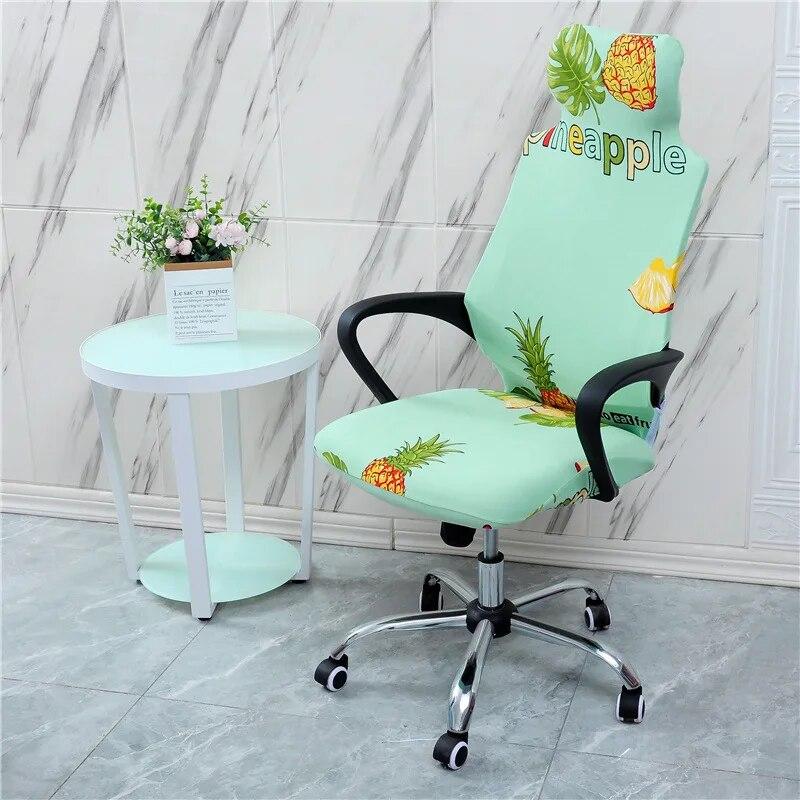 Stretch Game Chair Cover with Headrest for Office Internet Cafe Computer Armrest Gaming Chair Covers Printed Fabric Seat Case