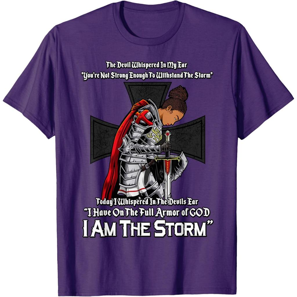 I Am The Storm Black Girl Christian Graphic Tee Men Casual Round Neck Pure Cotton Tshirt