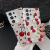 Чехол для телефона с перьями и узором вишни для Samsung S25 Ultra S24 FE S23 A56 A36 A16 A55 с мягким краем, тонкий, ударопрочный, блестящий, жесткий чехол-бампер из ПК