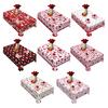 Valentine's Day Tablecloth Love Heart Tablecloth Rectangular Square Romantic Table Cover for Anniversary Wedding Party