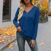 Women's Long Sleeve T-Shirts Loose Button Decor V Neck Tunic Tops Comfy Fall Going Out Casual Blouse