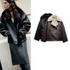 Осень и Зима Новая Женская Одежда Модный Стиль Однобортный Двусторонний Лацкан Длинные Рукава Короткая Куртка 3548246