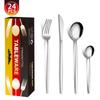 24pc/pack Titanium Plated Gold Gift Box Stainless Steel Knife Fork Spoon Tableware Flatware Set Festival Kitchen Dinnerware Gift