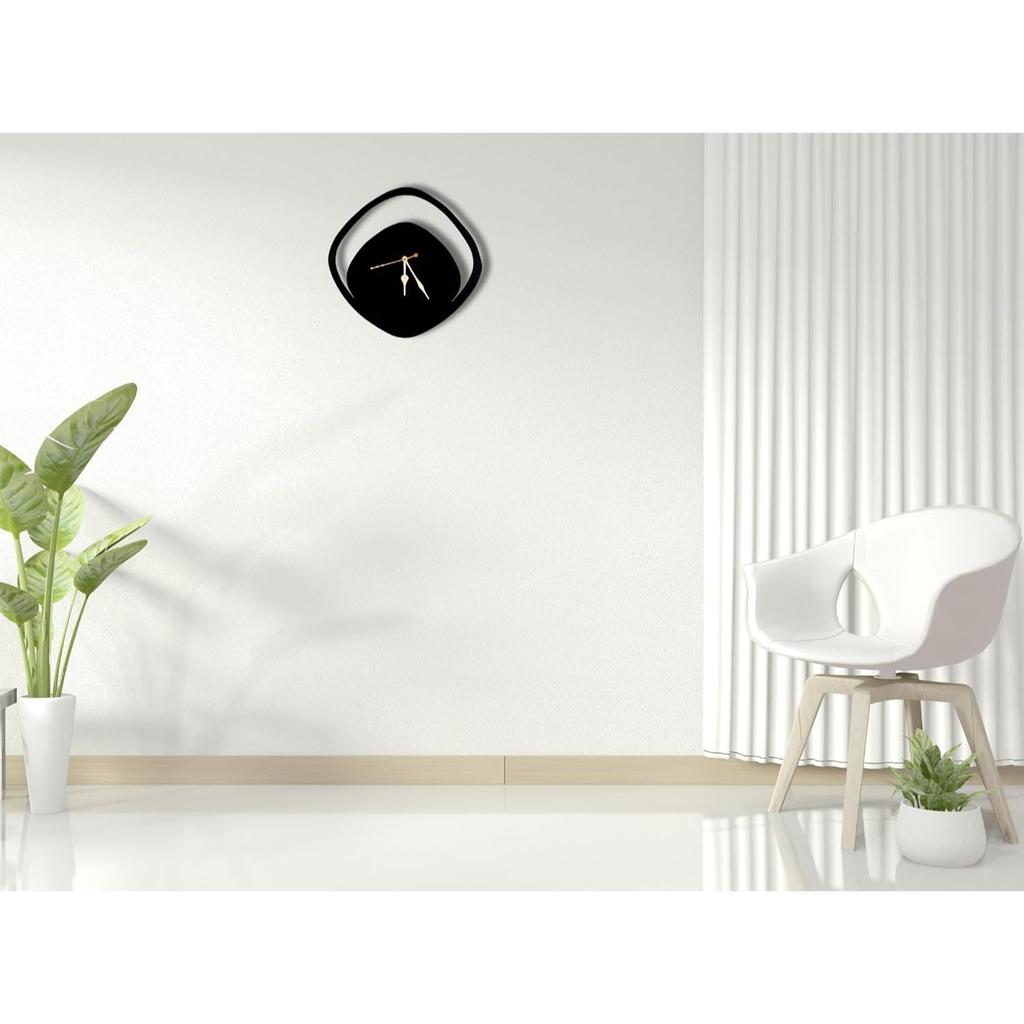 Настенные часы для дома, офиса, гостиной, спальни, детской комнаты и кухни | Большой размер, стильный, новейший домашний декор | (33 X 33 СМ) | Черный цвет (Включенная батарея)