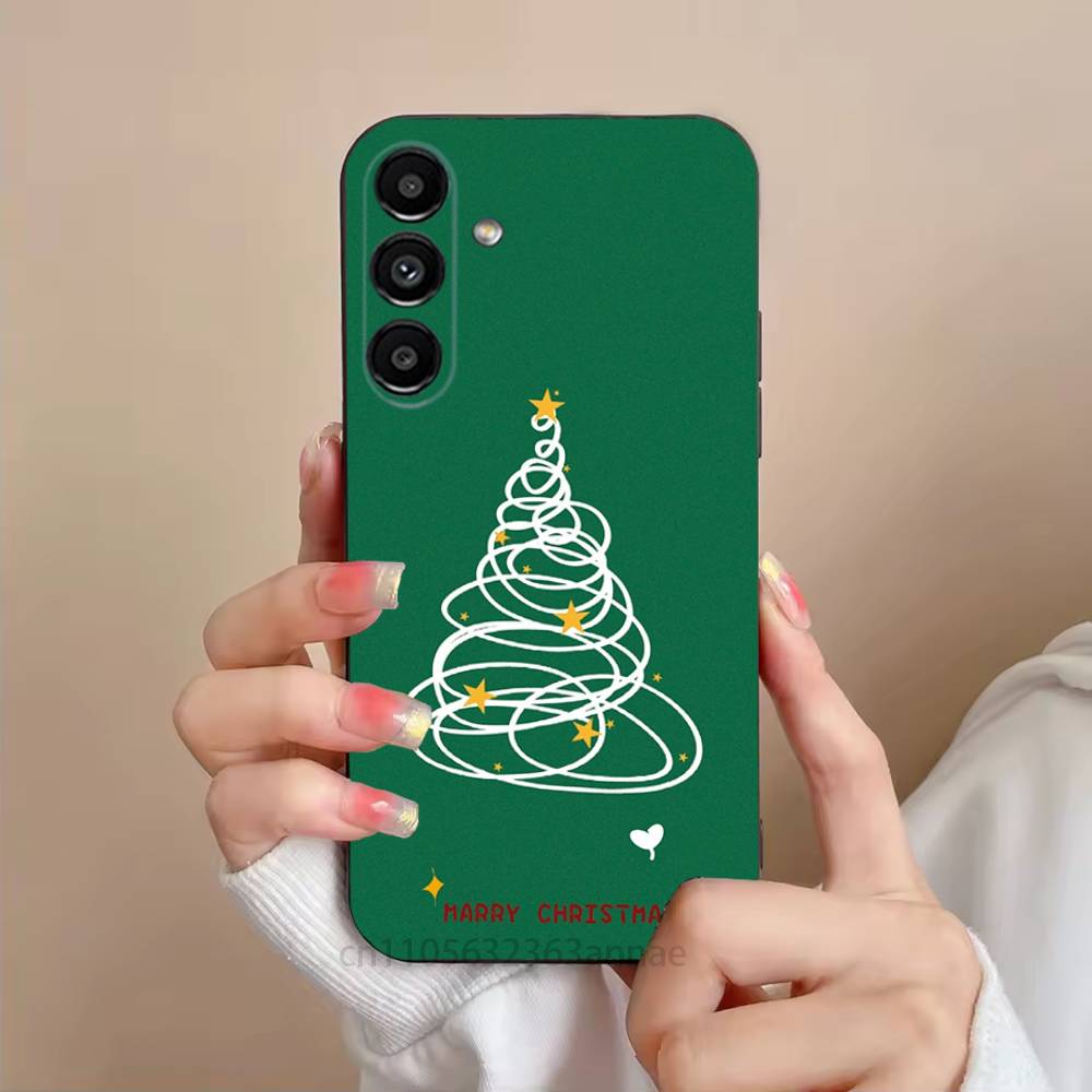 Cartoon Christmas Style Phone Case For Samsung S25,24,23,22,21,S20,Ultra,Plus,FE Black Soft Cover
