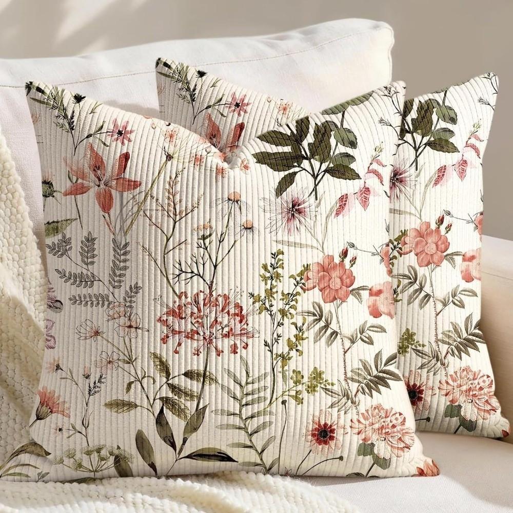 18x18in Throw Pillow Cover Floral Pattern Decorative Pillow Case New Cottage Pillowcase Home Decor