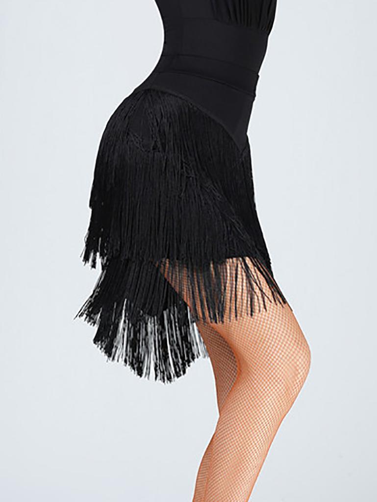 Женская юбка для латинских танцев, цельная юбка для бальных танцев, румба, самба, танцевальная одежда с кисточками для взрослых, женский тренировочный костюм чача