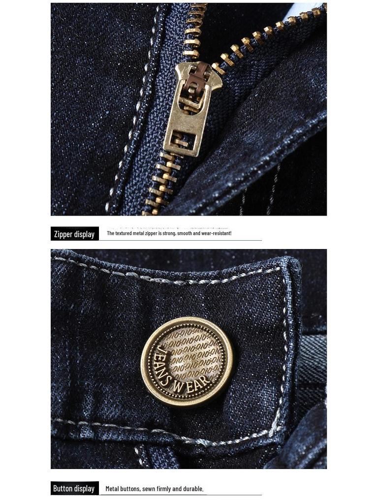 Мужские узкие прямые эластичные джинсы - плотные, всесезонные повседневные брюки