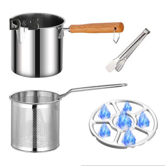 Stainless Steel Deep Fryer Pot with Basket Lid Deep Oil Fryer Pan Multi-Purpose Mini Fryer Pan for Fries Chicken Fish Shrimp Bacon