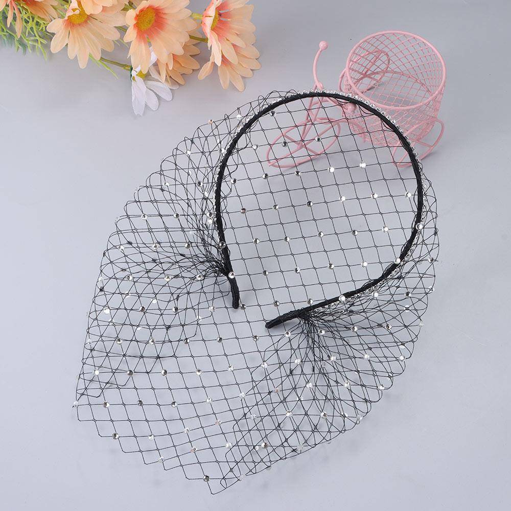 Черная сетчатая маска для лица, свадебная фата для невест, вуаль Birdcage, румяна, белая повязка на голову