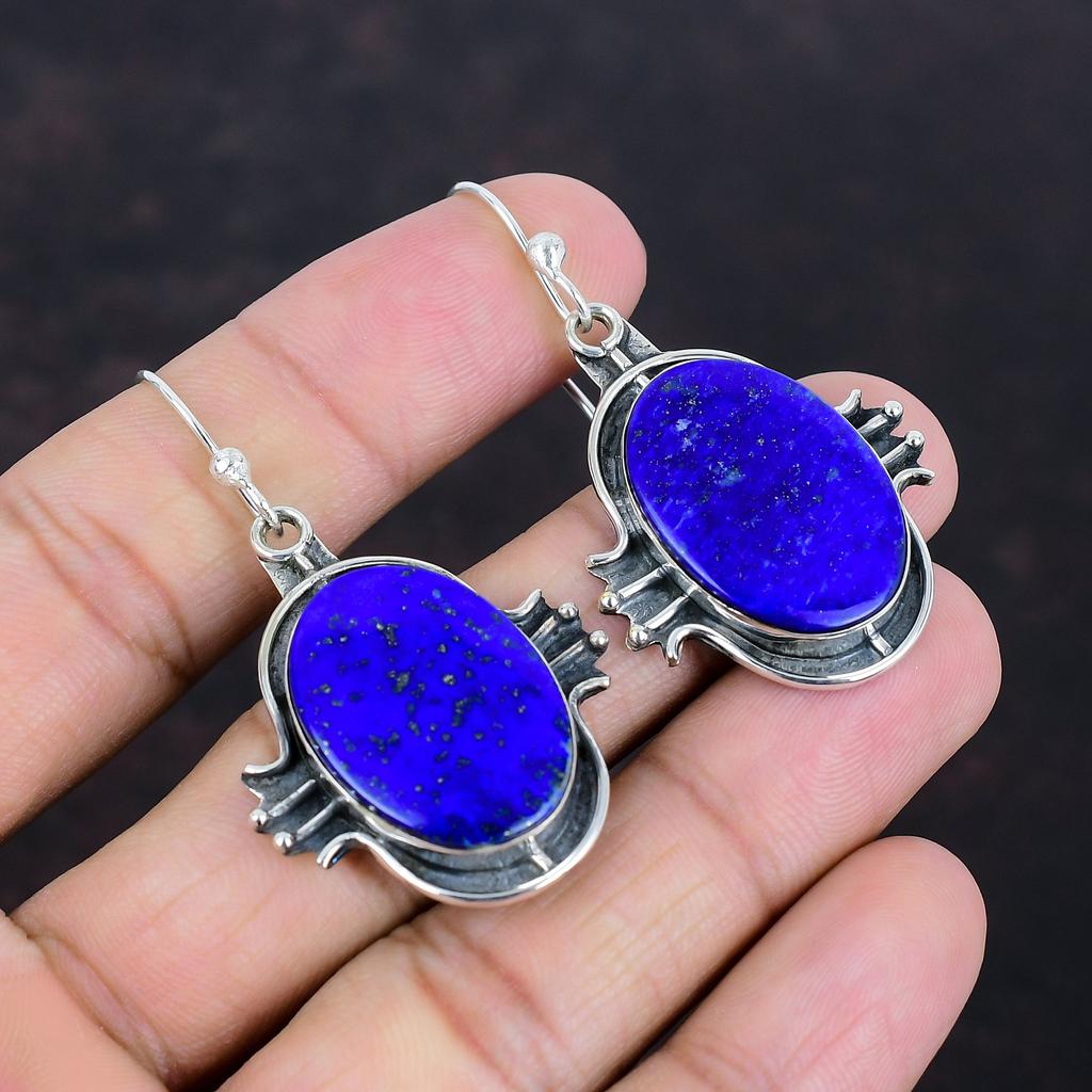 Lapis Lazuli Earrings Genuine Gemstone Earring Handmade Jewelry 925 Sterling Silver Earring Very Pretty Dangle Drop Earring Gifts For Mother