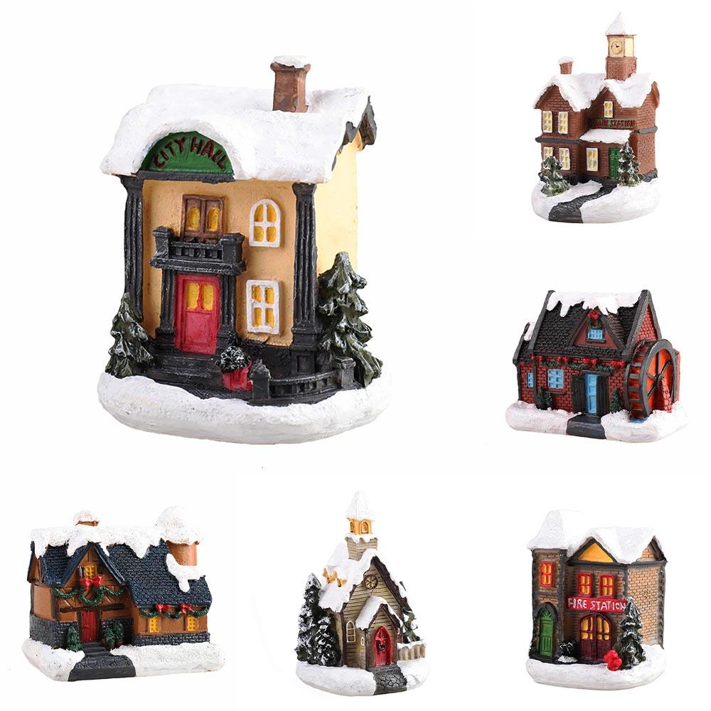 Рождественская яркость светодиодная подсветка мини-деревенский дом сцена рождественские украшения товары для домашнего декора для вечеринки
