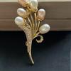 Natural Freshwater Pearl Flower Copper Inlaid Zirconium Brooch Elegant Zircon Creative Temperament Women'S Coat Accessories