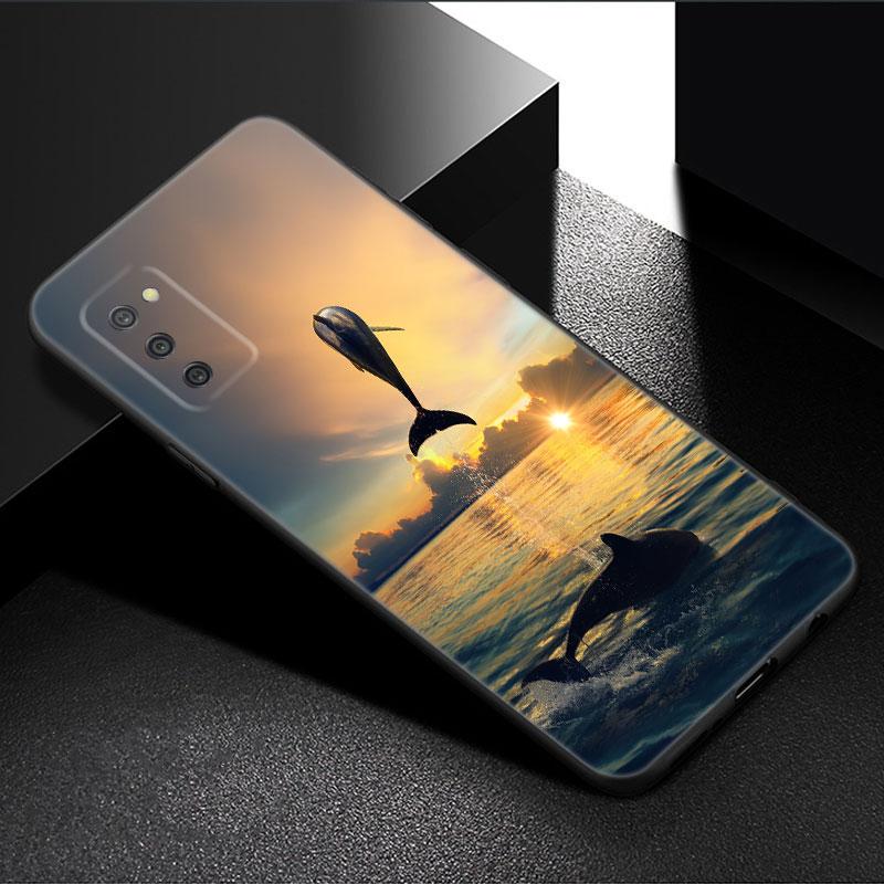 Animal Dolphin Phone Case For Samsung Galaxy A01 A03 Core A04 E A02 A05 A10 A20 A21 A30 A50 S A6 A8 Plus A7 2018 Black Cover
