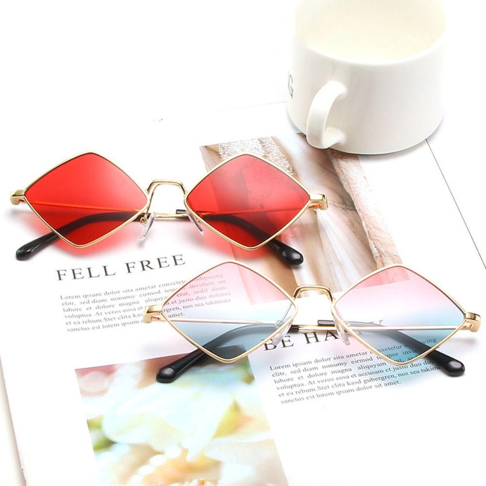 Trendy Small Metal UV Protection Film Men's Shades Sun Glasses Women's Sunglasses Diamond Shape