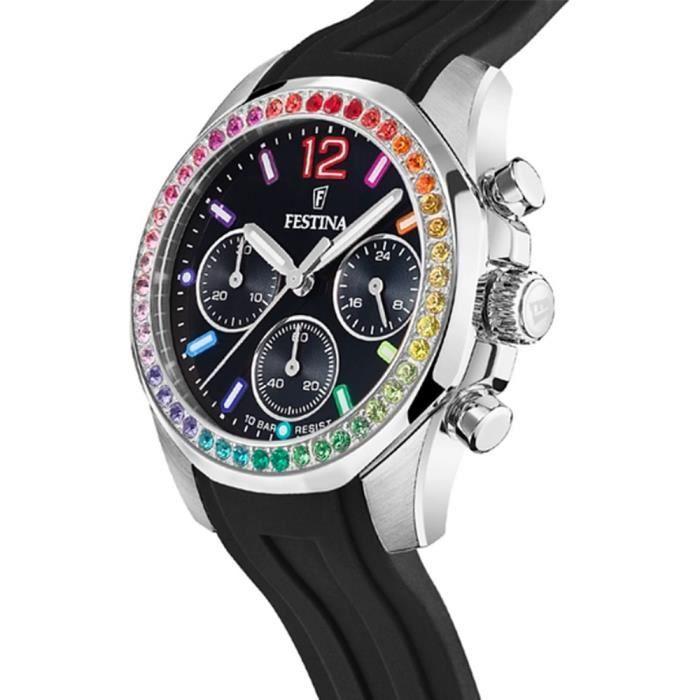Montre - FESTINA - Boyfriend Rainbow F20610/3 - Quartz - Noir - Bracelet Silicone