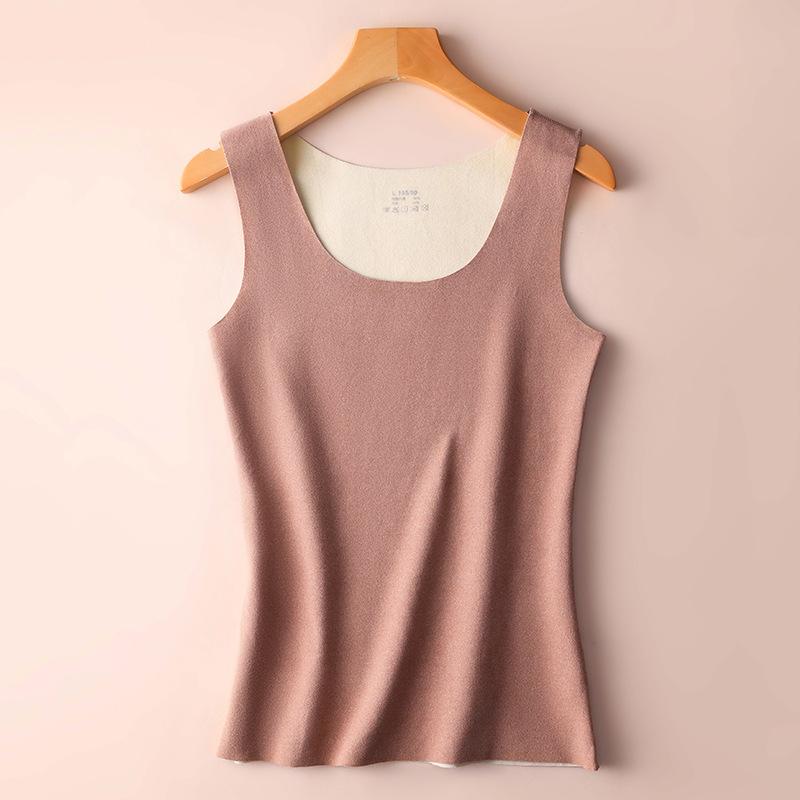 Women's Warm Sleeveless Warm Top - Winter Warmth, High Elasticity -Line Contour Shirt, Round Neck Fitness and Stacking Shirt - Soft and Comfortable