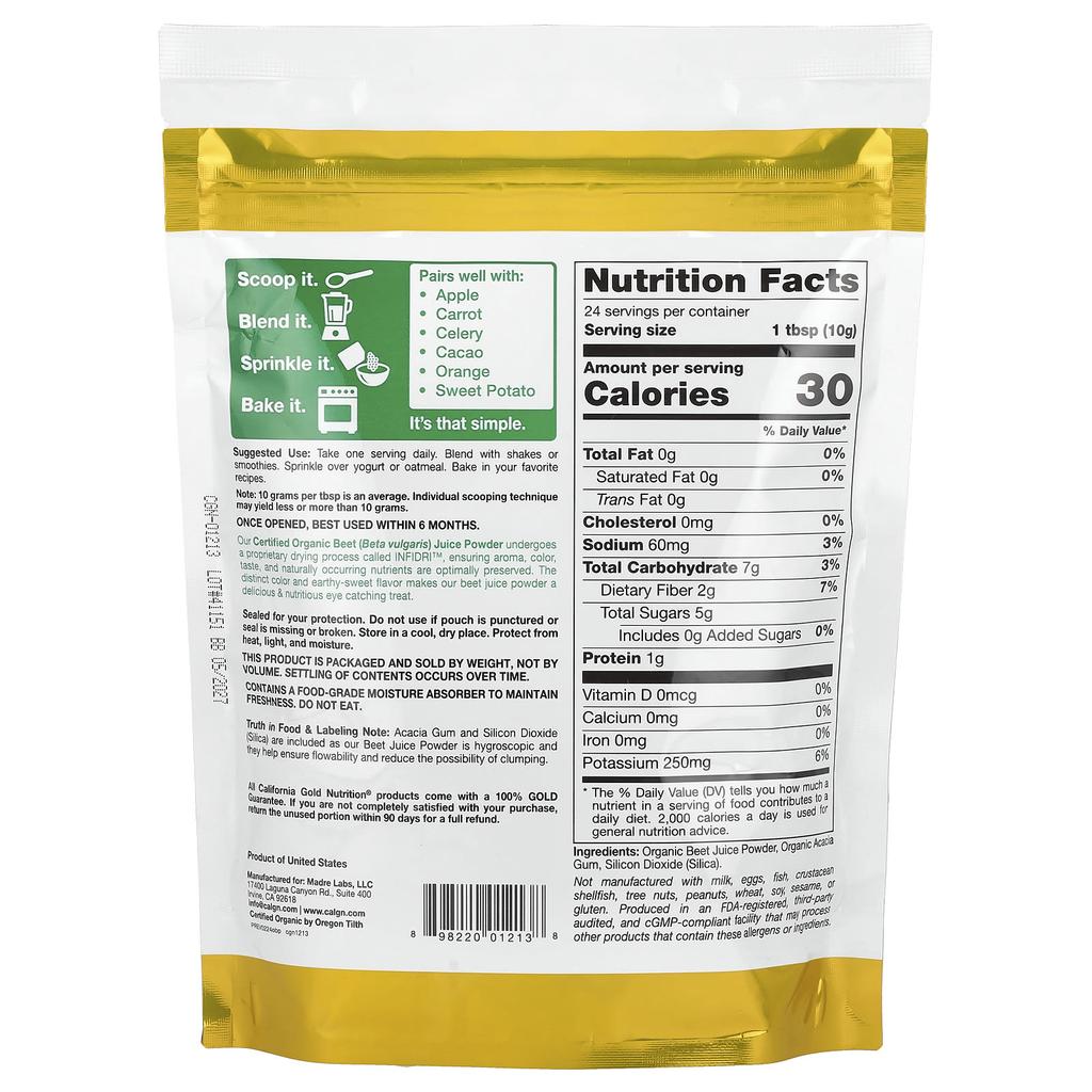 Superfood Organic Beet Juice Powder, 240G(8.5Oz)