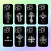 Чехол для телефона с иконкой Православного Креста О- для iPhone17,16,15,14,13,12,11 Покрытие с серебряным ободком для камеры Конфетное матовое покрытие