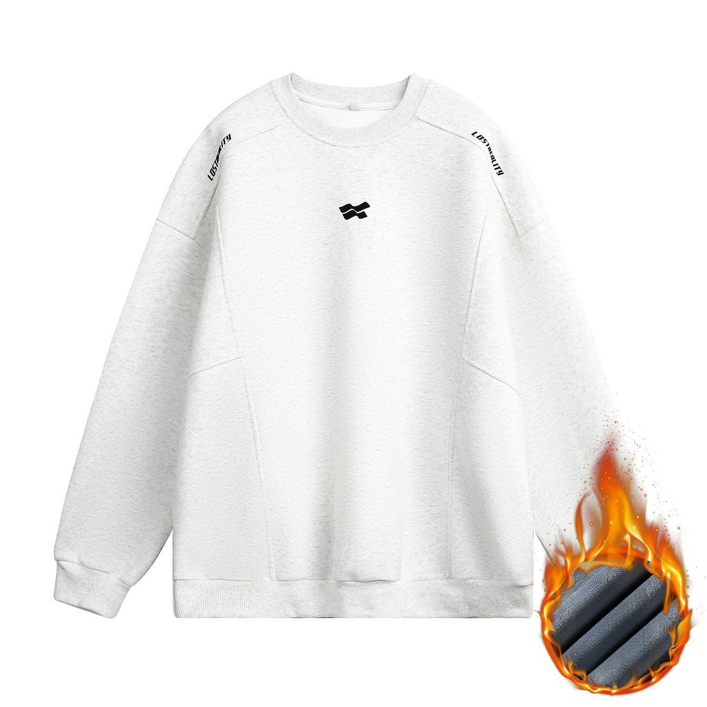 Свитер с разрезами, плотного профиля, с круглым вырезом, мужской, осенний, с контрастной цветной печатью, уличный, американский пуловер-куртка