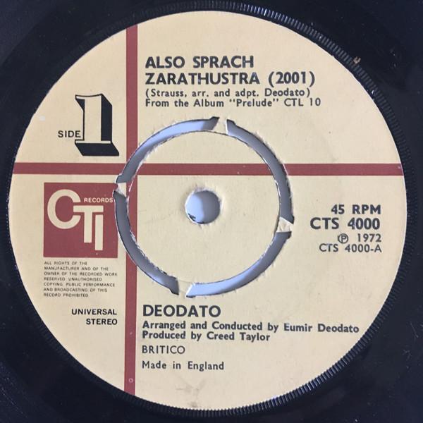 7-дюймовая пластинка EUMIR DEODATO - Так говорил Заратустра (2001) / Sp CTS4000 CTI Records 1972 UK Jazz Б/у
