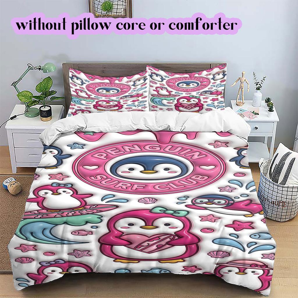 Cute animals surfing Pattern Bedding,Quilt Set Quilt Cover Pillowcase Home Birthday Gift (1*duvet cover+2*pillowcase,without core)