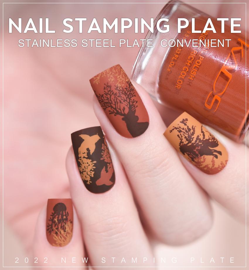 kads Nature 066 Пластина для штамповки ногтей, трафарет для печати, шаблон, инструмент, аксессуары для маникюра
