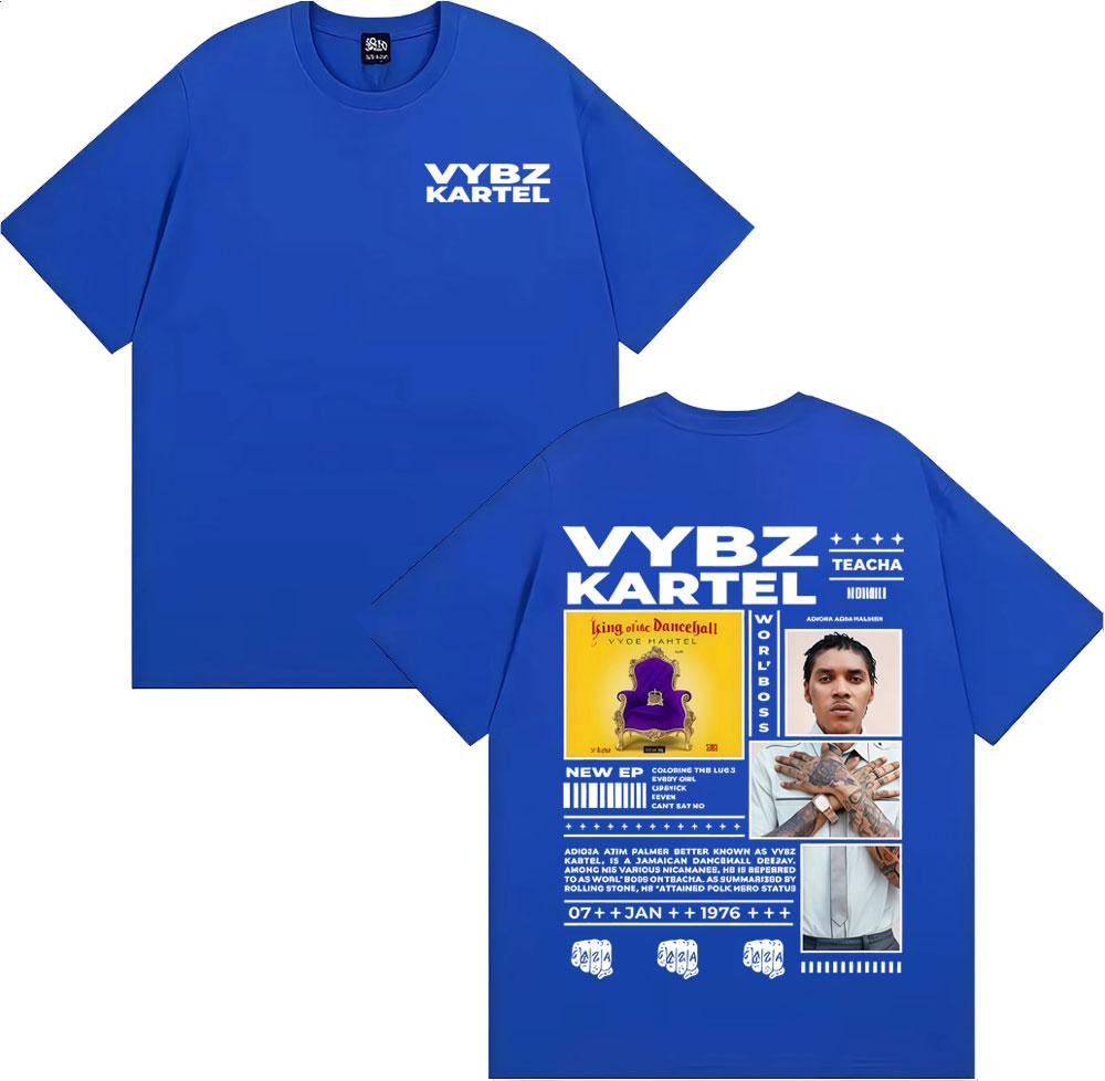Rapper Vybz Kartel Album Tour 2025 Merch T Shirts Men Women Vintage Hip Hop High Street T-shirts Summer Tops 100% Cotton T-shirt