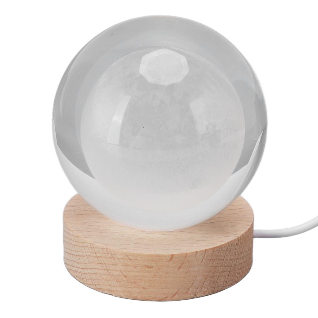 3D Лунный Ночник Хрустальный Шар Ночник Светодиодный Деревянный Резьба Столешница Украшения для Друзей