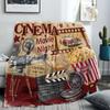 Movie Theater Elements Flannel printed blanket suitable for all seasons suitable for living room office sofa and travel