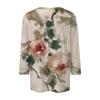 Женская мода повседневная 3/4 рукава цветочный принт пуловер круглый вырез топ повседневная одежда