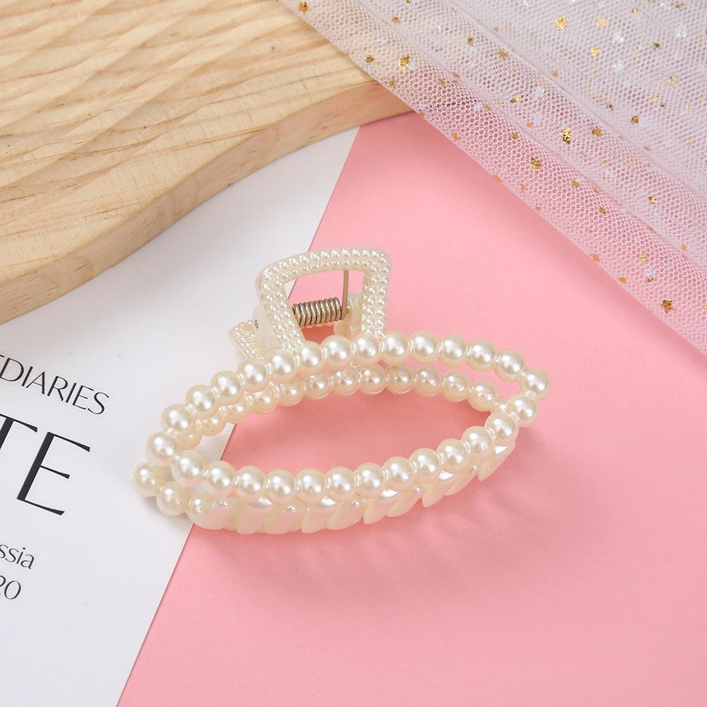 Корейская заколка для волос с бантом из жемчуга и геометрической акулой - простая и универсальная заколка для волос