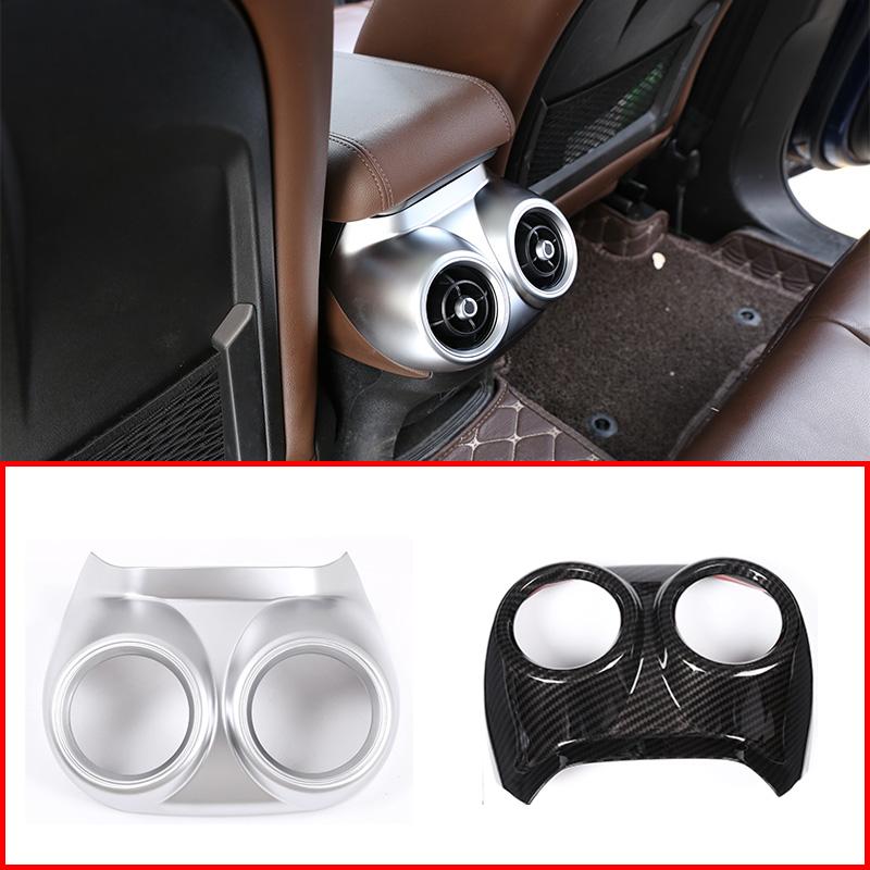 Стиль серебристого/карбонового волокна для Alfa Romeo Stelvio(949)2017-19 Накладка из АБС-пластика задней крышки вентиляционного отверстия для кондиционера