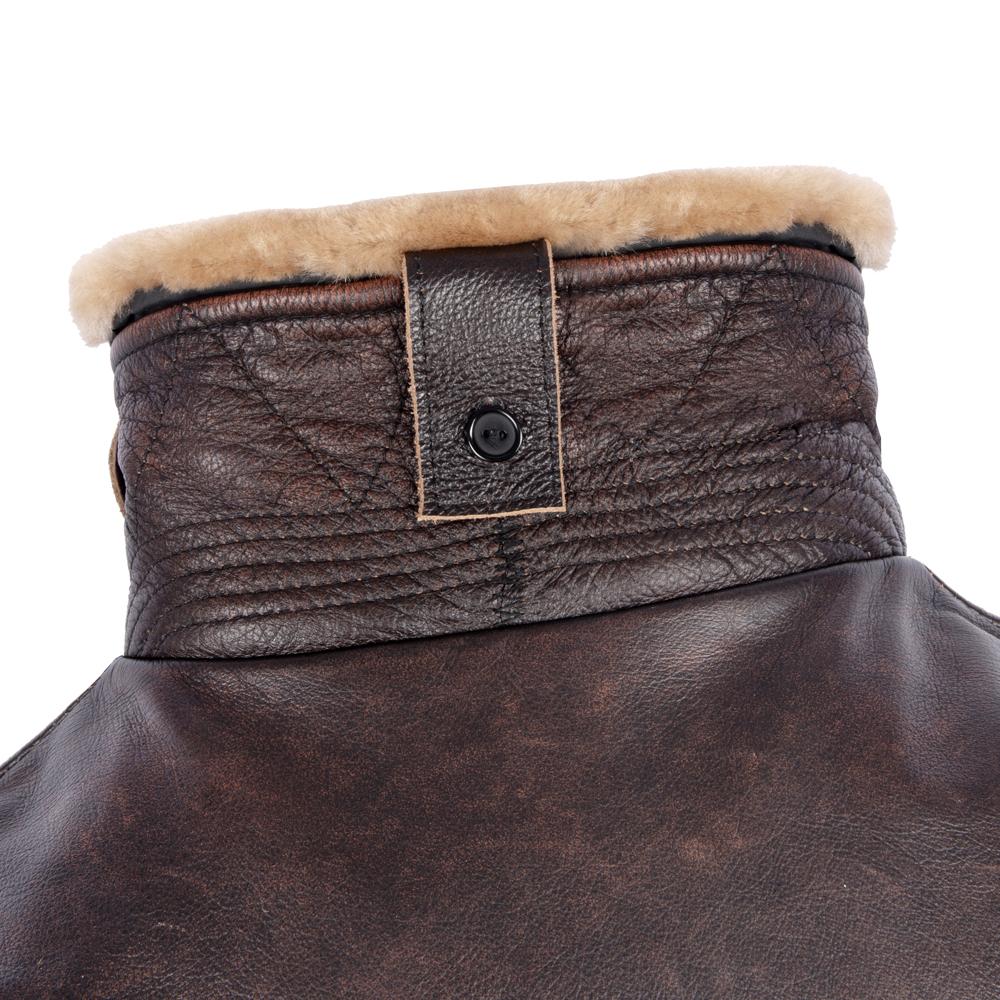 Винтажная красно-коричневая куртка из натуральной коровьей кожи для мужчин, съемный воротник, пилотная куртка, пальто для пилота ВВС, мужское, зимнее