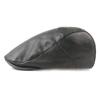 Adjustable Button Painter Cap PU Leather Newsboy Caps Vintage Autumn Winter Hat  Women Men