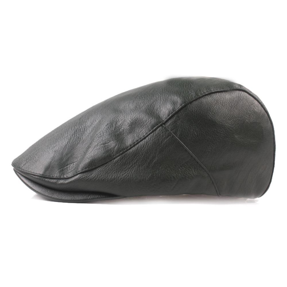 Adjustable Button Painter Cap PU Leather Newsboy Caps Vintage Autumn Winter Hat Women Men