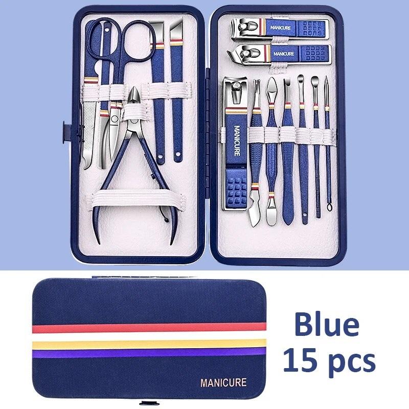9-19pcs/set Nail Clippers Set Stainless Steel Nail Clippers Set Folding Bag Manicure Set Scissors Makeup Beauty Tools