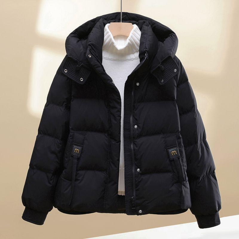Women's Short Warm Hooded Cotton-Padded Jacket - Winter 2025 Korean Style, Thick and Loose Fit