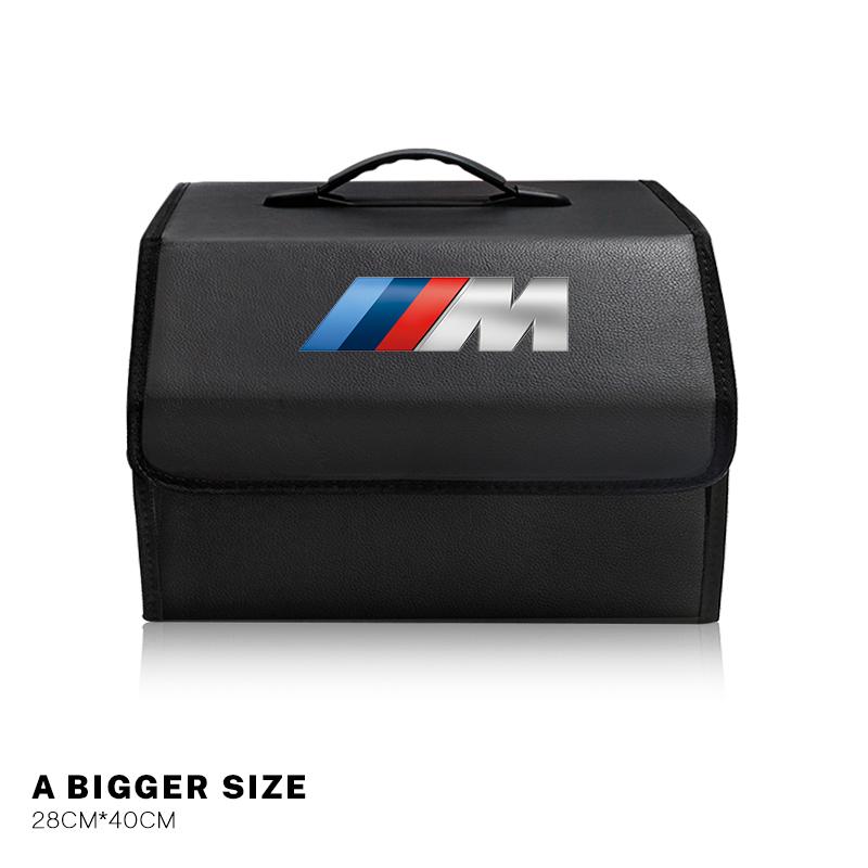 CDKO4 Leather Car Trunk Collapsible Organizer Foldable Storage Box For BMW X1 X2 X3 X5 X4 X6 X7 G30 G20 G32 G11 G12 F40 F30 Stickers