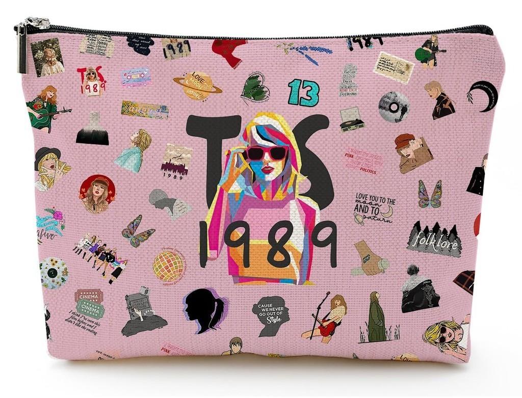 Розовая льняная косметичка с алфавитом, дизайн с бантом, многофункциональный чехол для хранения, на молнии