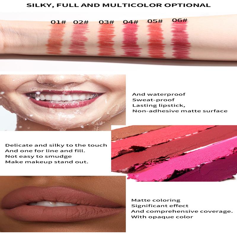 Карандаш для губ, водостойкая неразмазывающая помада-карандаш, розовый матовый блеск для губ, вращающийся набор карандашей для губ
