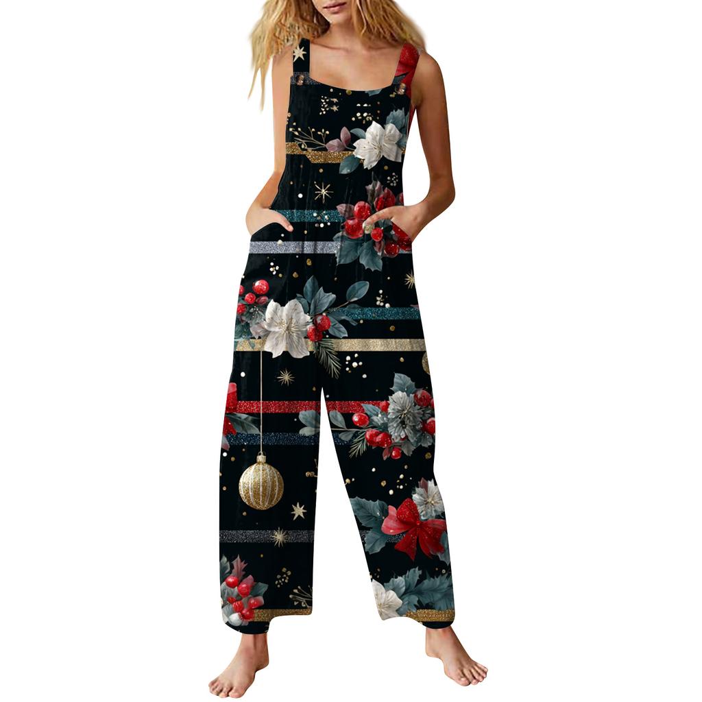 Женский комбинезон с принтом, повседневный свободный комбинезон