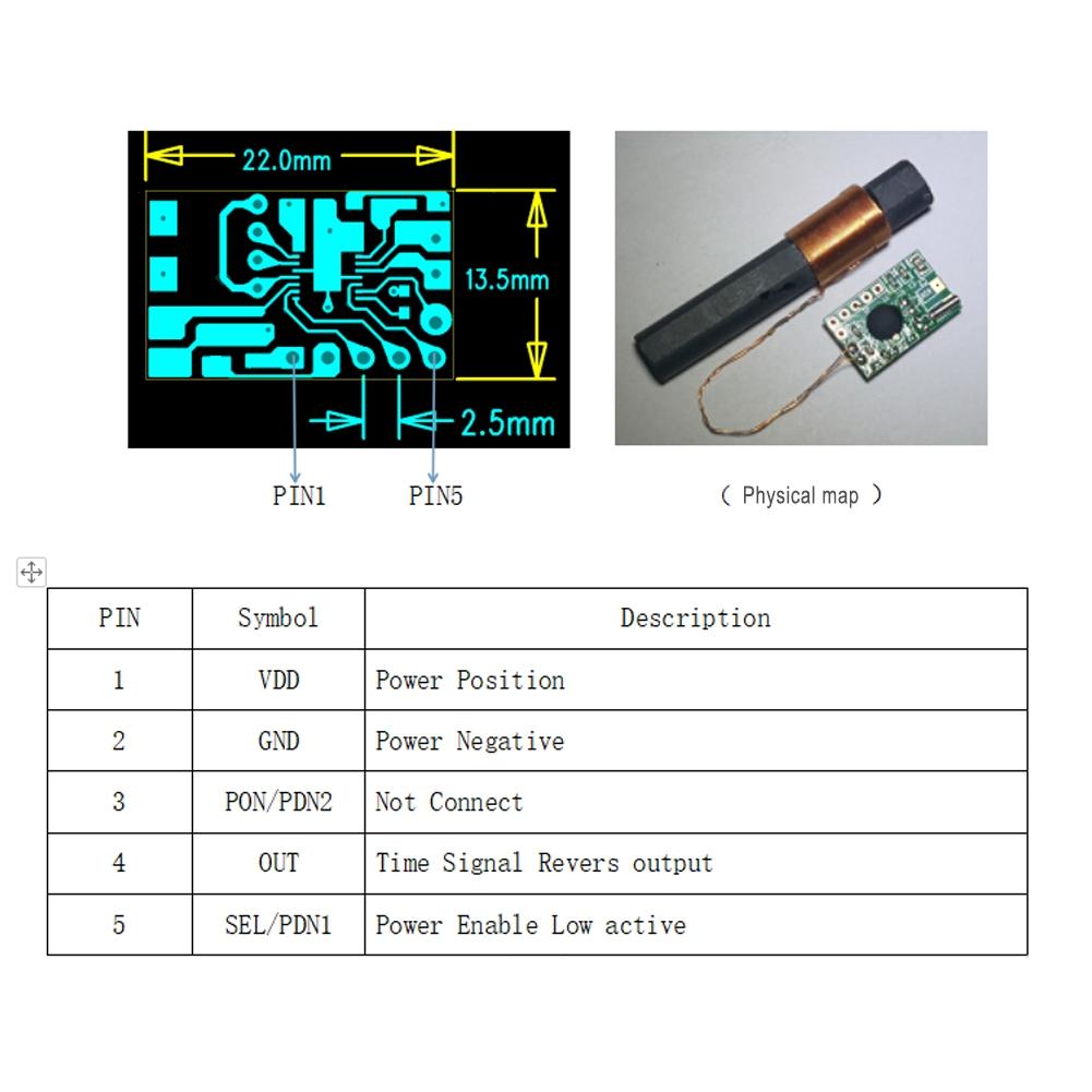 Receiver Module 1.1...3.3 V DCF---77.5KHZ Dual Frequency