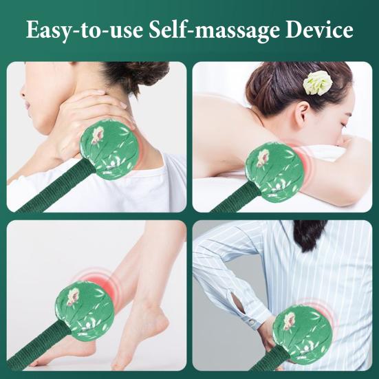 2Pcs Long Mugwort Lymphatic Drainage Massage Hammer for Effective Self-Massage Manual Back Massager for Muscle Pain Relief Full Body
