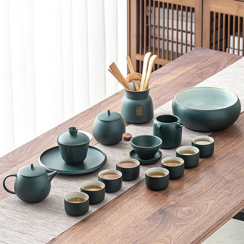 Complete set of ceramic Kung Fu tea sets, large set for home use, gifts for people, leaders, business, cultural and creative high-end gifts