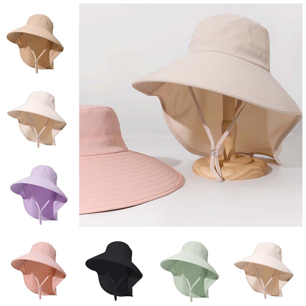 Hiking Hats Wide Brim Bucket Hat Long Wide Brim Hat with Neck Cover Panama Fishing Cap Travel