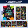 Decorably 20 Chalkboard Classroom Rules Poster High School, Middle and Elementary Class, pirational, Matte-Laminated School Banner Decor - for School