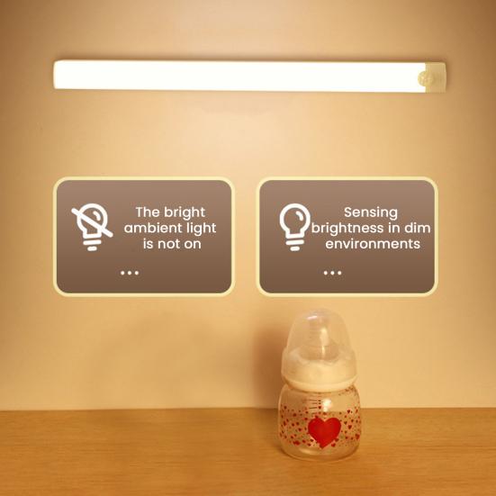 Светодиодный светильник для шкафа с датчиком движения, перезаряжаемый через USB, магнитный наклеивающийся светильник, светильник для шкафа без сверления для кухни, гардероба, лестницы