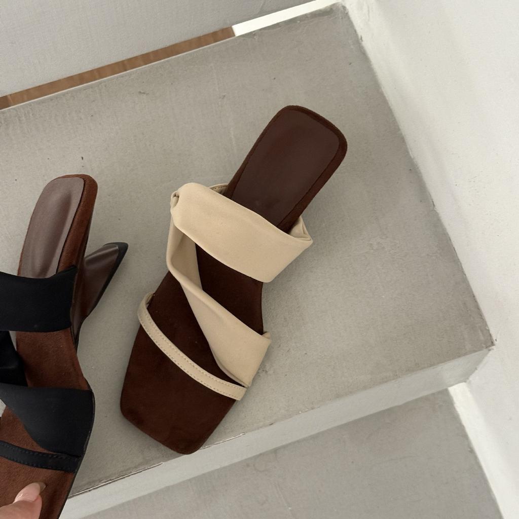 Цветовая гамма в стиле ретро Spice Girls! Замшевые сандалии с квадратным носком на танкетке, женские сандалии-обертывания с открытым носком